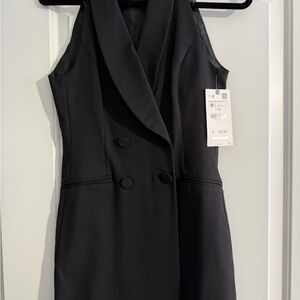 Zara Black Double-Breasted jumpsuit